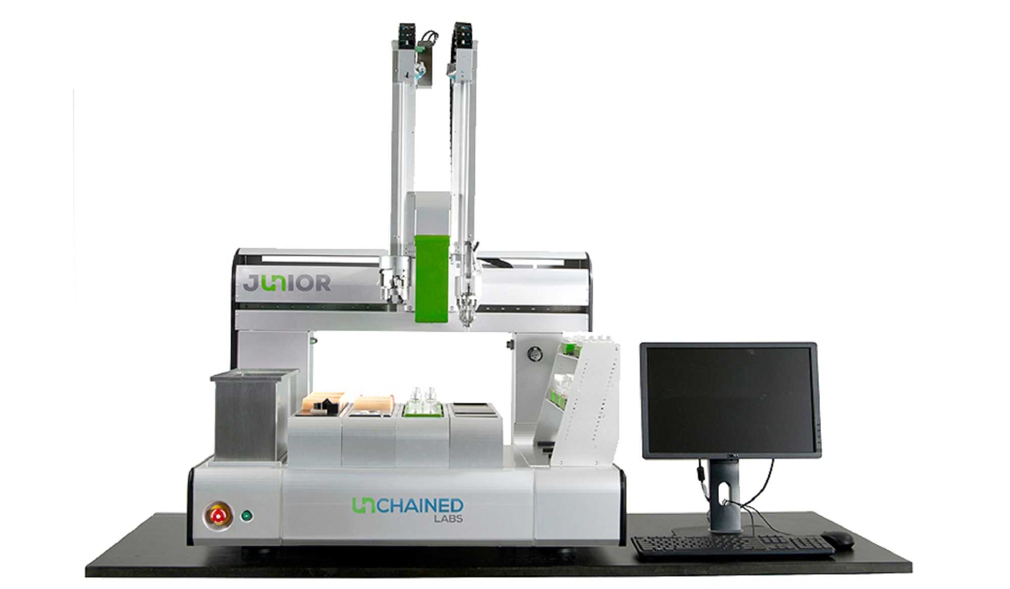 Enlarged view: Unchained Labs Junior Unit, a robotic tool used for solid sample dispensing.
